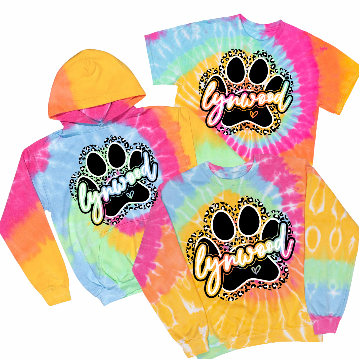 Lynwood Leopard Paw Print Tie Dye | Lynwood Spiritwear Fundraiser | LI Spirit & Sports Apparel