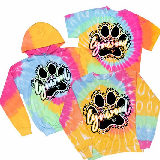 Lynwood Leopard Paw Print Tie Dye | Lynwood Spiritwear Fundraiser | LI Spirit & Sports Apparel