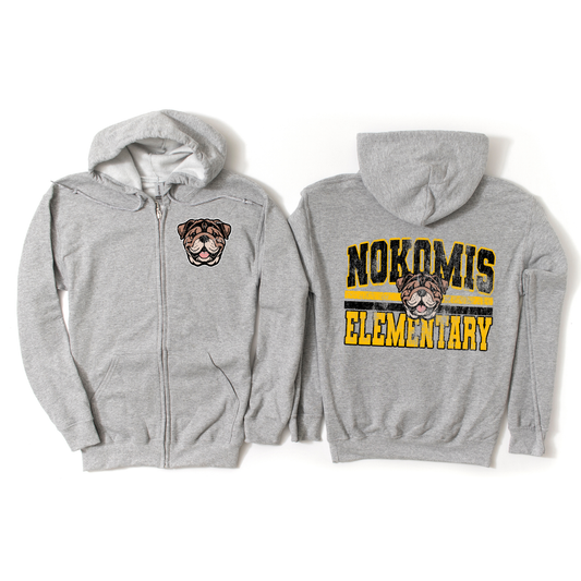 Vintage Nokomis Elementary Zip-Up Hoodie - Athletic Gray | Nokomis Spiritwear Fundraiser | LI Spirit & Sports Apparel