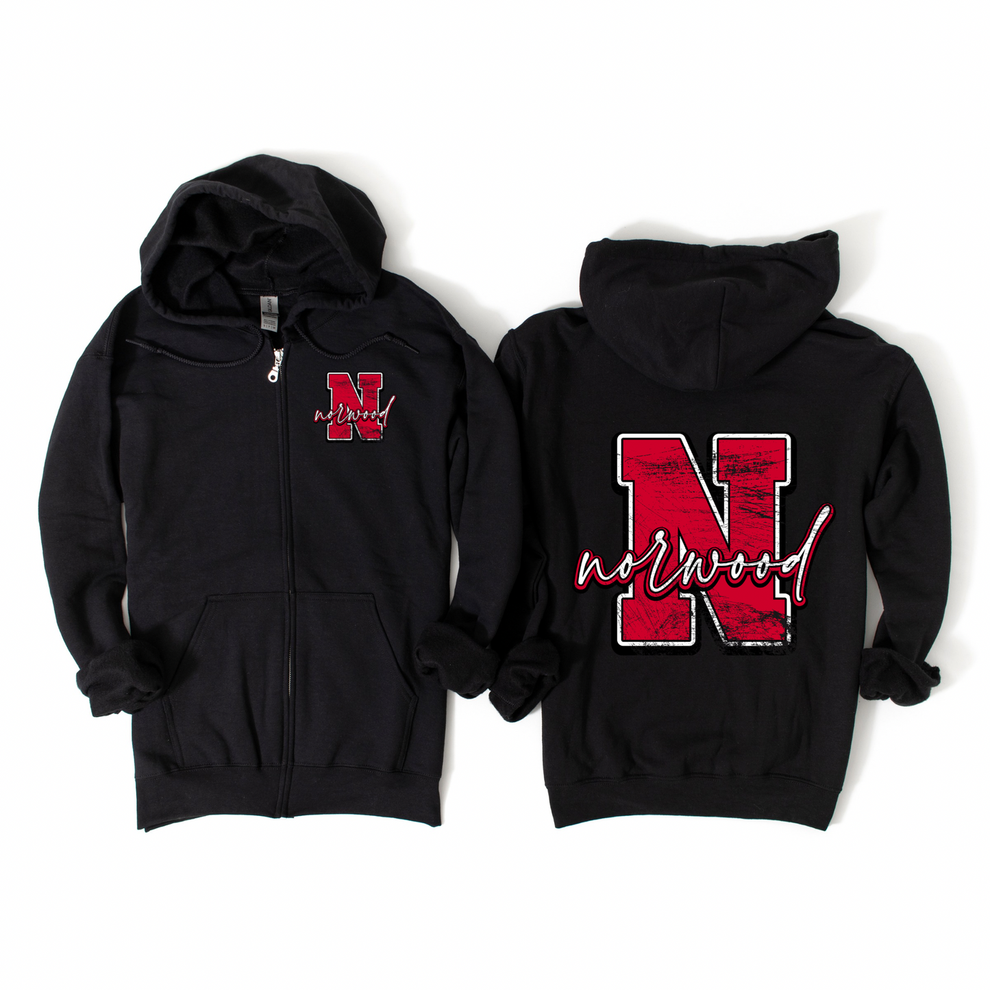 Norwood Heritage Zip-Up Hoodie - Black | Norwood Ave Spiritwear Fundraiser | LI Spirit & Sports Apparel