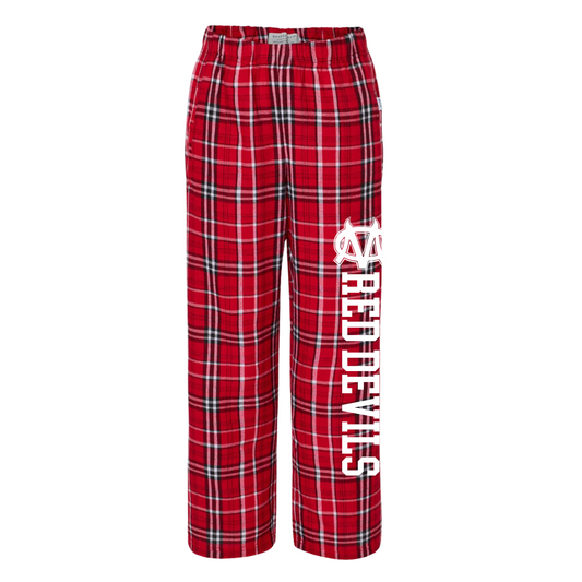 CM Red Devils Flannel Pajama Pants | Center Moriches HS Spiritwear Fundraiser | LI Spirit & Sports Apparel