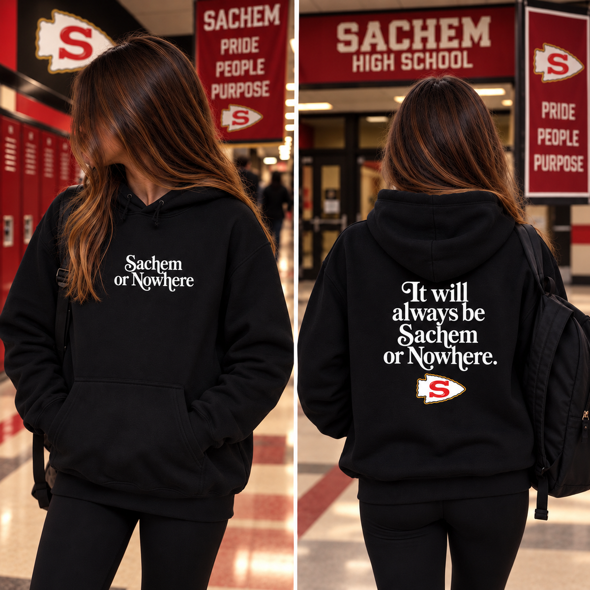 Sachem or Nowhere (Red) - Black | Sachem Apparel | LI Spirit & Sports Apparel