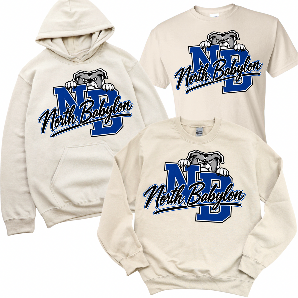 NB Bulldog Monogram - Sand | Woods Road Elementary Spiritwear Fundraiser | LI Spirit & Sports Apparel