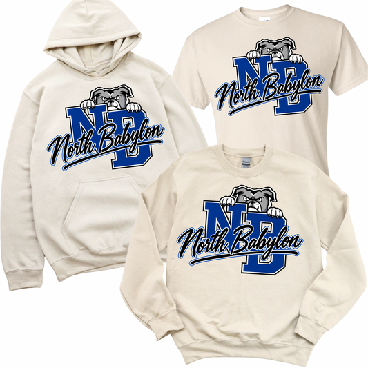 NB Bulldog Monogram - Sand | Woods Road Elementary Spiritwear Fundraiser | LI Spirit & Sports Apparel