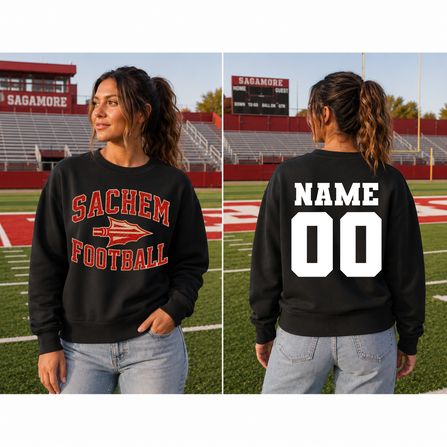 Sachem Football Women’s Personalized - Black | Sagamore Football | LI Spirit & Sports Apparel