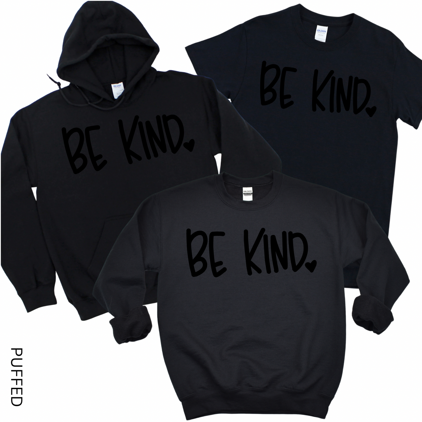 Puffed Be Kind - Black on Black | Kindness Club Fundraiser | LI Spirit & Sports Apparel
