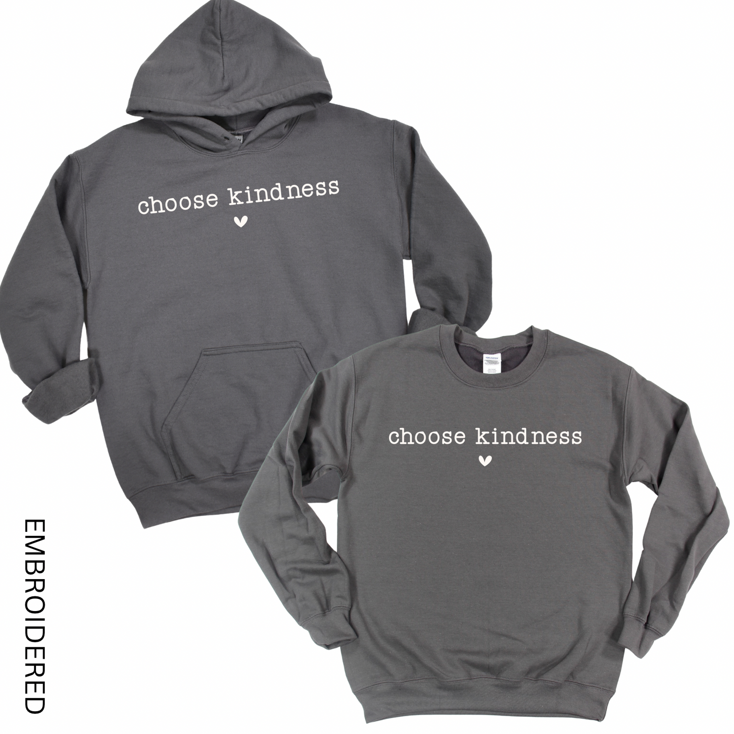 Embroidered Choose Kindness - Charcoal [ADULT SIZES ONLY] | Kindness Club Fundraiser | LI Spirit & Sports Apparel