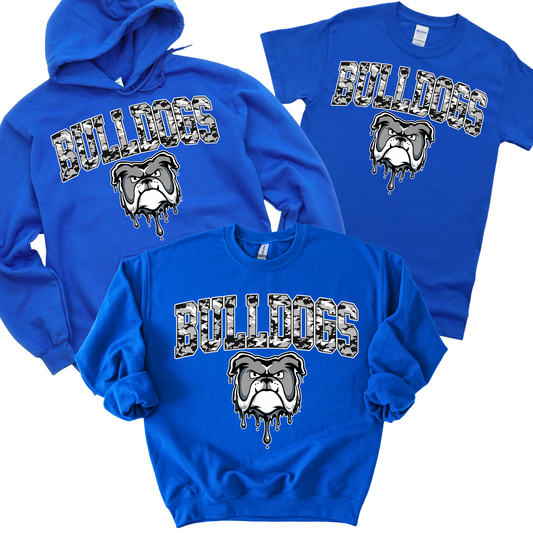 Camo Bulldogs Drip - Royal Blue | Woods Road Spiritwear Fundraiser | LI Spirit & Sports Apparel