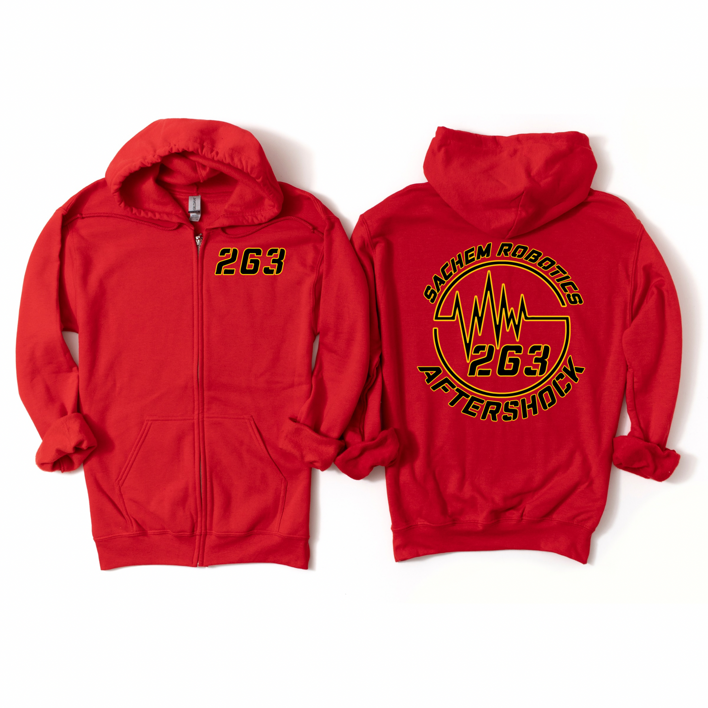 Sachem Robotics Aftershock Zip-Up Hoodie - Red | Sachem Robotics Aftershock Apparel | LI Spirit & Sports Apparel
