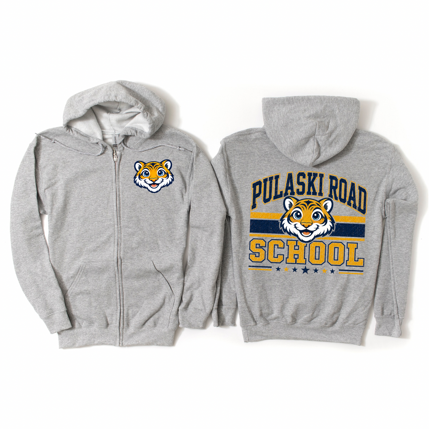 Pulaski Road School Zip-Up Hoodie - Athletic Gray | Pulaski Road Spiritwear Fundraiser | LI Spirit & Sports Apparel