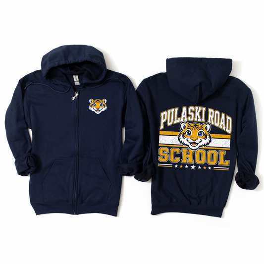 Pulaski Road School Zip-Up Hoodie - Navy | Pulaski Road Spiritwear Fundraiser | LI Spirit & Sports Apparel