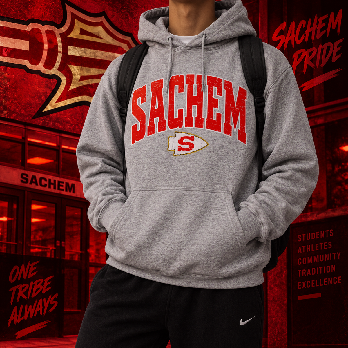 Varsity Sachem (Red) - Athletic Gray | Sachem Apparel | LI Spirit & Sports Apparel
