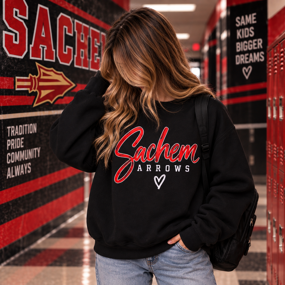 Sachem Signature Script (Red) - Black | Sachem Apparel | LI Spirit & Sports Apparel